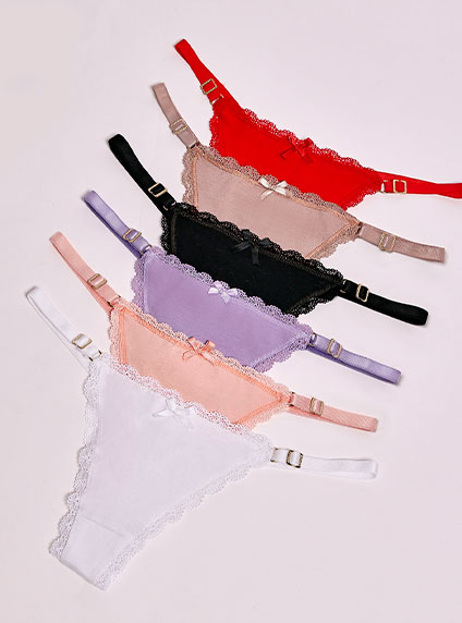 184/654 | Pack X3 Tangas Regulables De Algodon Y Lycra Con Onda