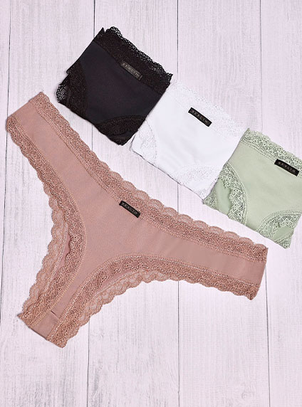 184/66 | Pack De 3 Colaless De Microfibra Lisa  Con  Puntilla Elastizada