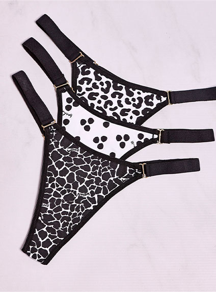 184/735 | Pack X3 Tanga Tiro Alto Algodon Estampa Wild