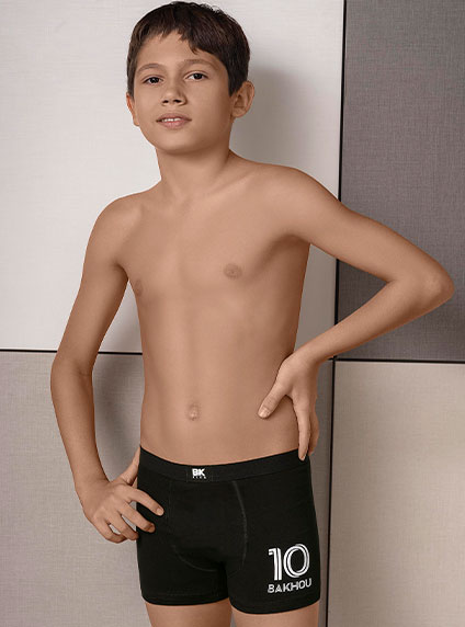 520/4041 | Boxer Niño Algodon Y Lycra Liso Estampa Localizada Robot Elastico Negro